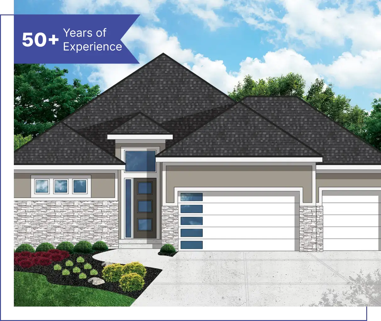 A rendering of the front of a house.